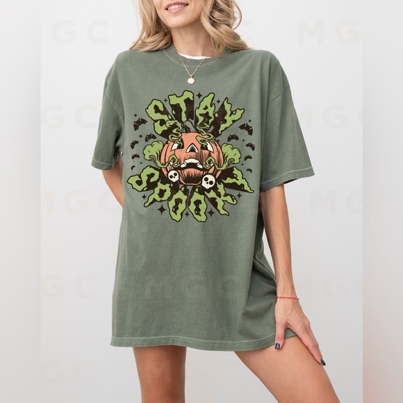 Comfort Colors Stay Spooky Halloween Pumpkin Shirt - Picture 6 of 10